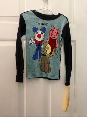 Roblox Piggy Boys Size 4 Long Sleeve Pajama Shirt 100% Cotton NWT